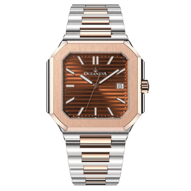 Thin watch with brown dial and rose gold
